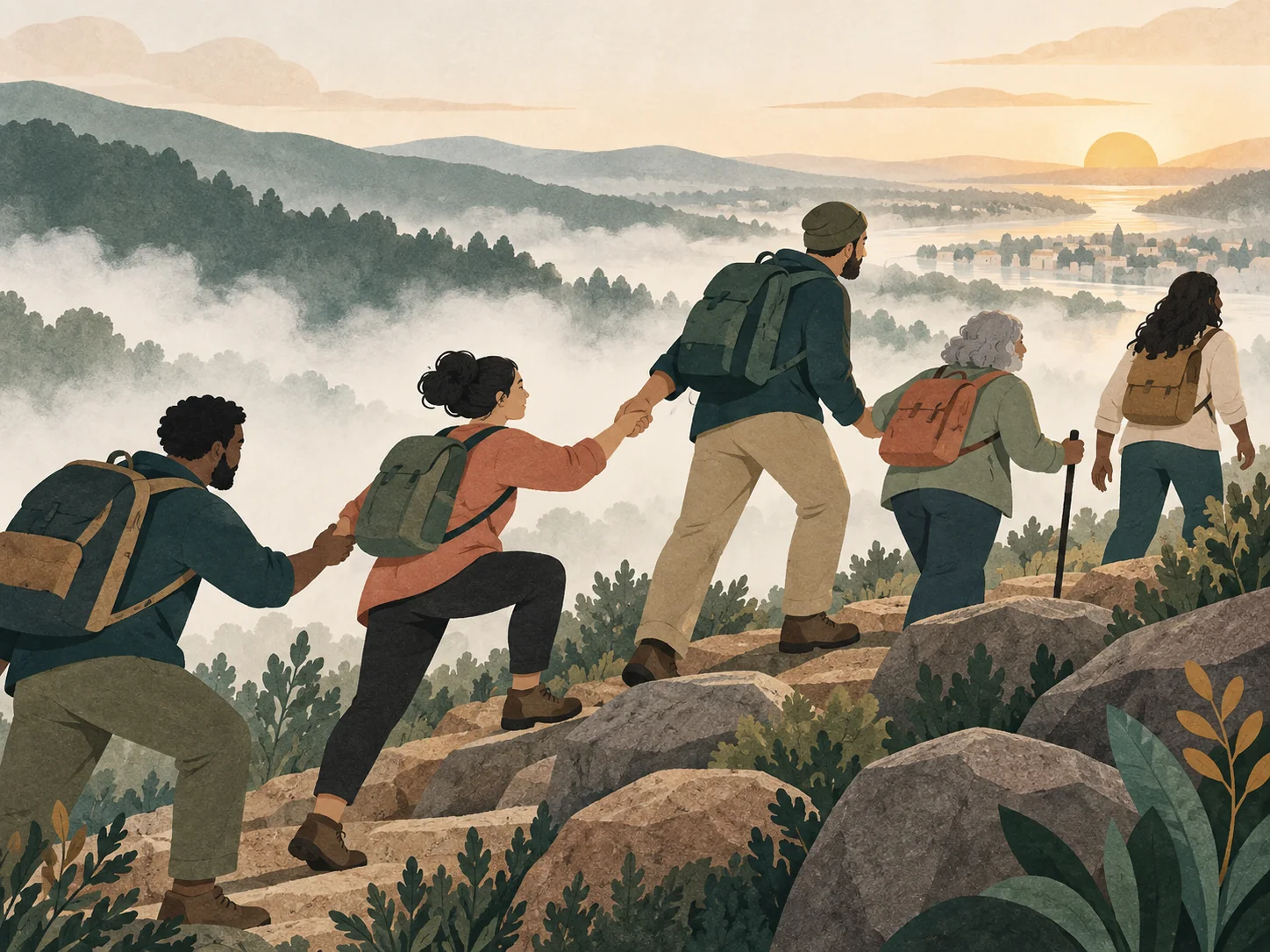 An editorial scene expressing faith through service and community